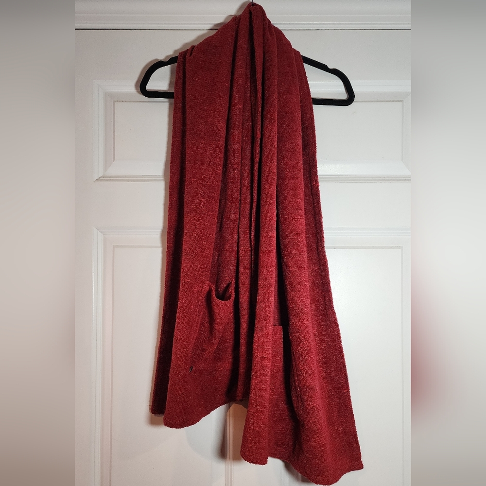 Hyber Nation Red Cotton Blend Scarf With Pockets